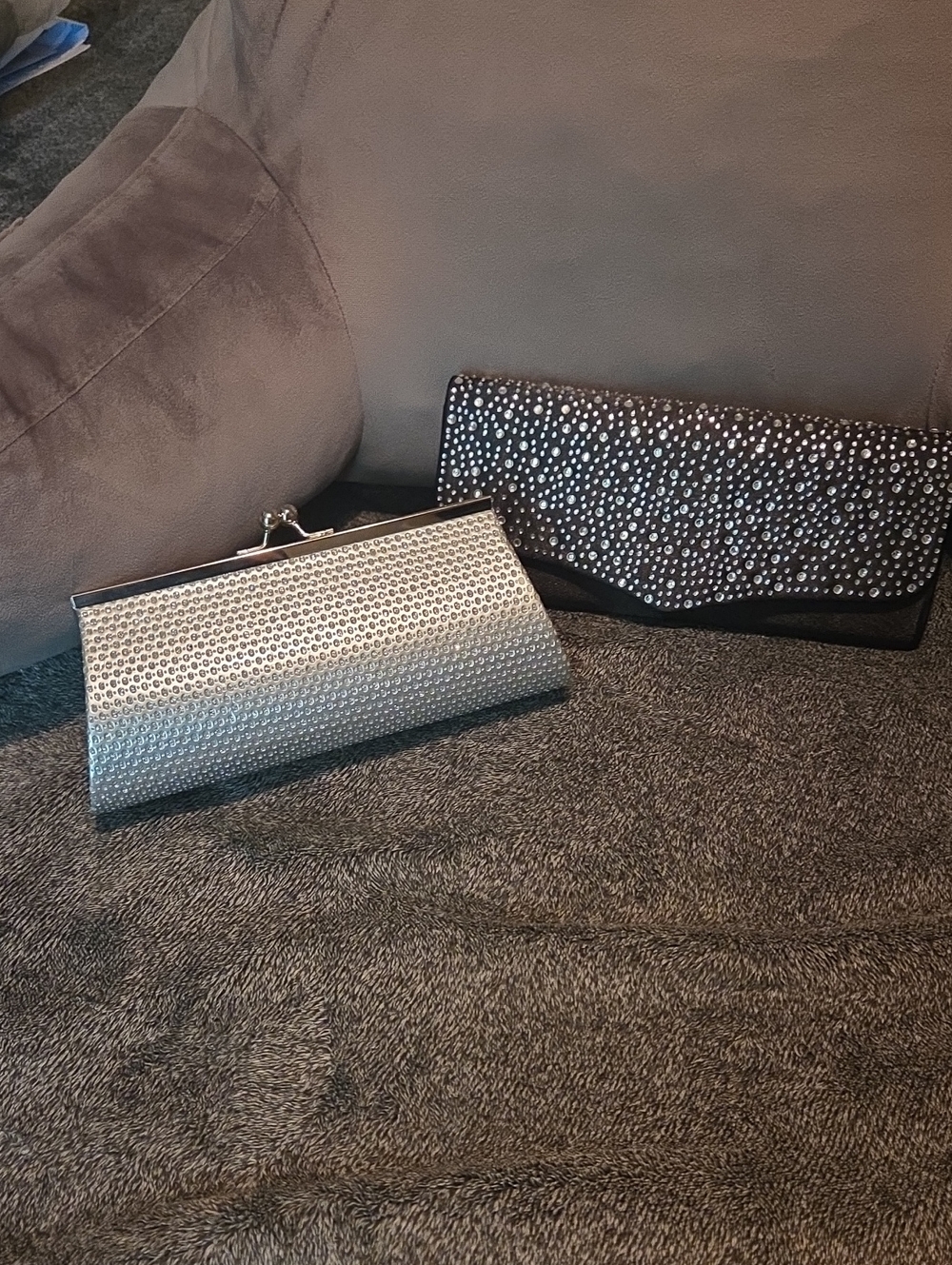 Set Of 2 Silver Sparkle Evening Clutch - Women's Fashion Bags